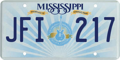 MS license plate JFI217