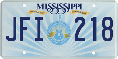 MS license plate JFI218