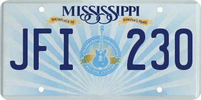MS license plate JFI230