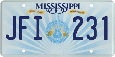 MS license plate JFI231