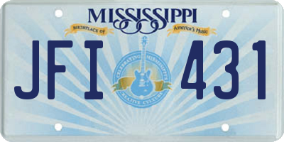 MS license plate JFI431