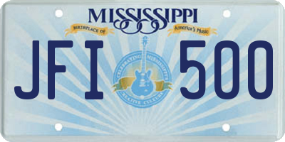 MS license plate JFI500