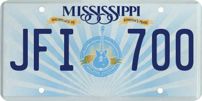 MS license plate JFI700