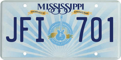 MS license plate JFI701