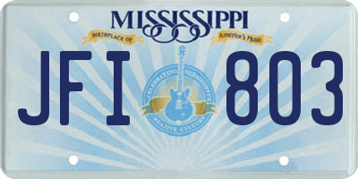 MS license plate JFI803