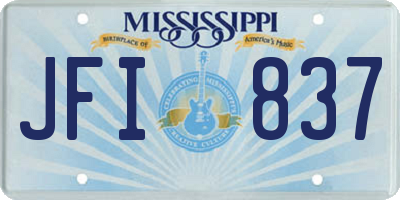 MS license plate JFI837
