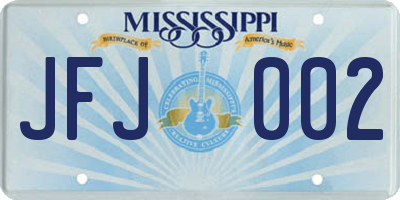 MS license plate JFJ002