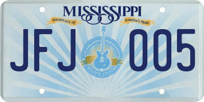 MS license plate JFJ005