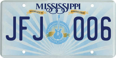MS license plate JFJ006