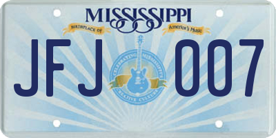 MS license plate JFJ007