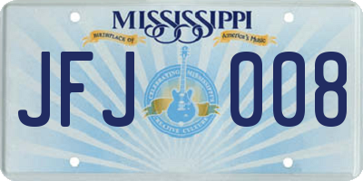 MS license plate JFJ008
