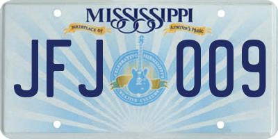 MS license plate JFJ009