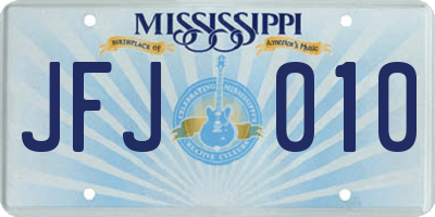 MS license plate JFJ010