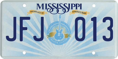 MS license plate JFJ013