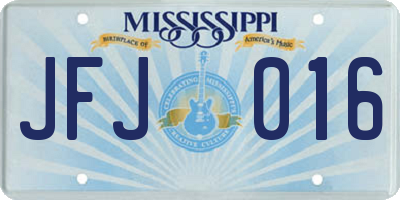 MS license plate JFJ016