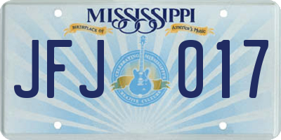 MS license plate JFJ017