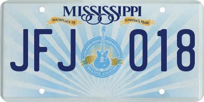 MS license plate JFJ018