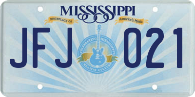 MS license plate JFJ021