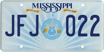 MS license plate JFJ022