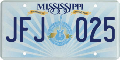 MS license plate JFJ025