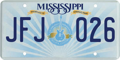 MS license plate JFJ026