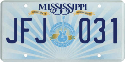 MS license plate JFJ031
