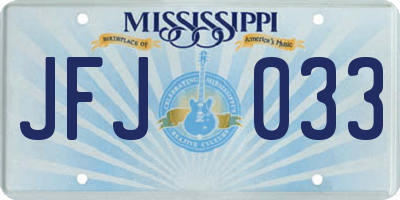 MS license plate JFJ033