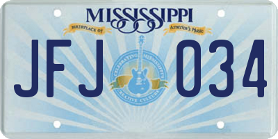 MS license plate JFJ034