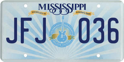 MS license plate JFJ036