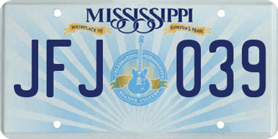 MS license plate JFJ039