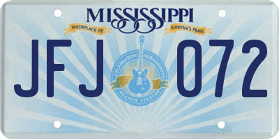 MS license plate JFJ072