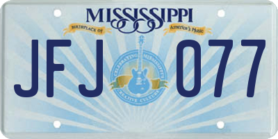 MS license plate JFJ077