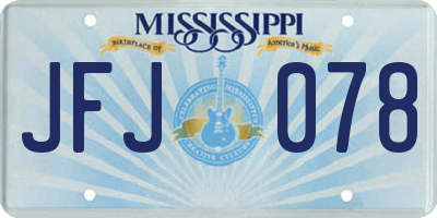 MS license plate JFJ078