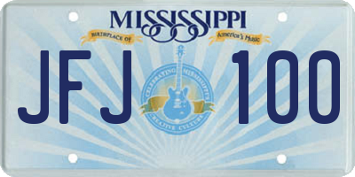 MS license plate JFJ100