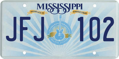 MS license plate JFJ102