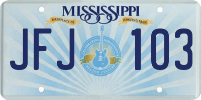 MS license plate JFJ103