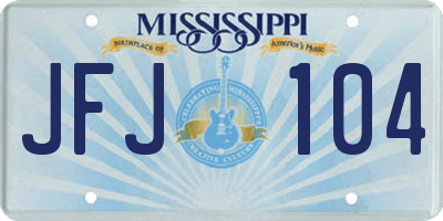 MS license plate JFJ104