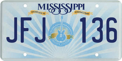 MS license plate JFJ136