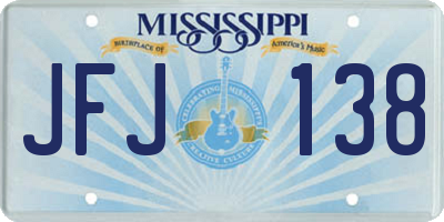 MS license plate JFJ138