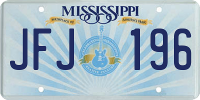 MS license plate JFJ196