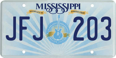 MS license plate JFJ203