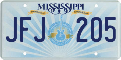 MS license plate JFJ205