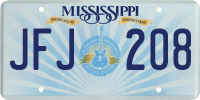 MS license plate JFJ208
