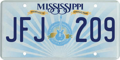 MS license plate JFJ209