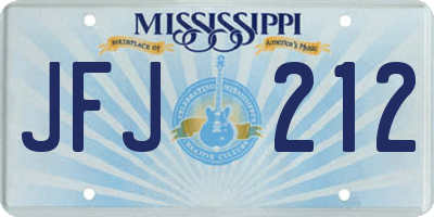 MS license plate JFJ212