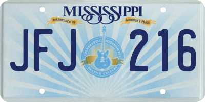MS license plate JFJ216