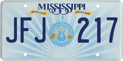MS license plate JFJ217