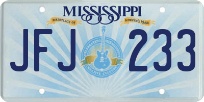 MS license plate JFJ233