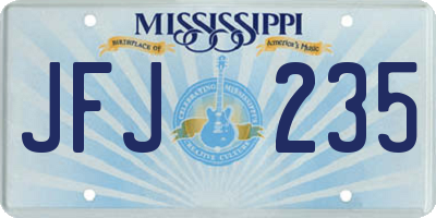 MS license plate JFJ235