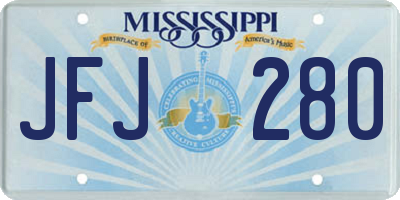 MS license plate JFJ280